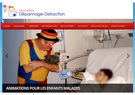 Création de la charte graphique et développement du site internet dépannage-distraction, les clowns à l'hôpital. Site propulsé par Wordpress.